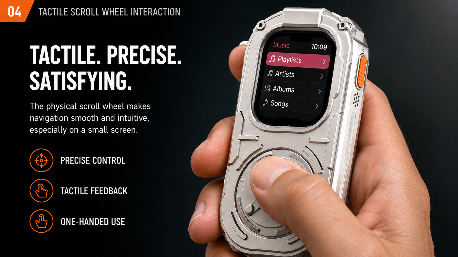 RePod Ultra Apple Watch Ultra case with tactile scroll wheel interaction for precise one-handed control