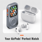 RePod Space Gray Apple Watch iPod case showing front and back views with iPod-style scroll wheel