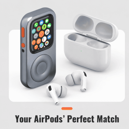RePod Space Gray Apple Watch iPod case showing front and back views with iPod-style scroll wheel