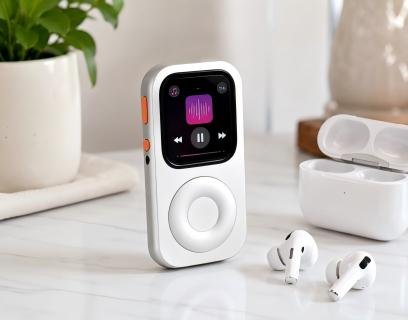 JustRePod Apple Watch iPod case with AirPods and Apple Watch on a clean white surface