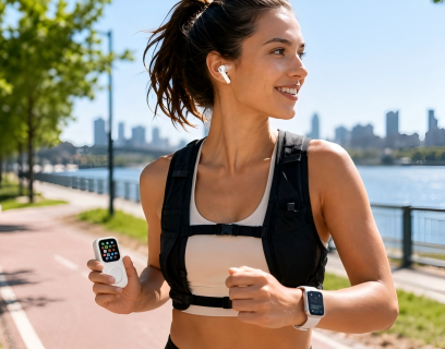 Runner holding JustRePod Apple Watch iPod case for phone-free running