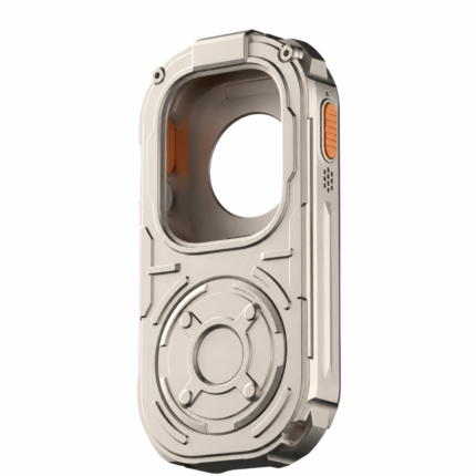 RePod Ultra Apple Watch Ultra case in natural titanium on white background