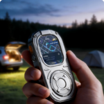 RePod Ultra Apple Watch Ultra case showing GPS navigation in an outdoor camping scene