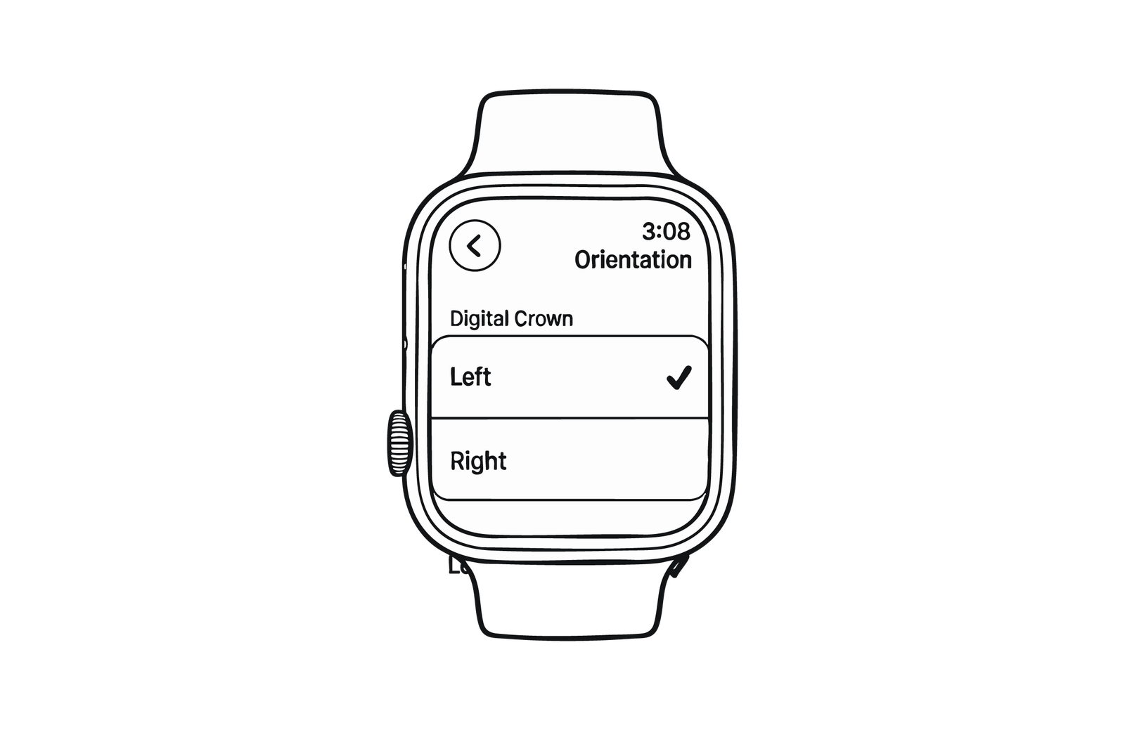 RePod Apple Watch orientation settings guide for setting wrist and Digital Crown to left