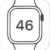 Large-format iPod-inspired protective cover for 46mm Apple Watch Series 10, metallic silver finish with industrial tactile buttons.