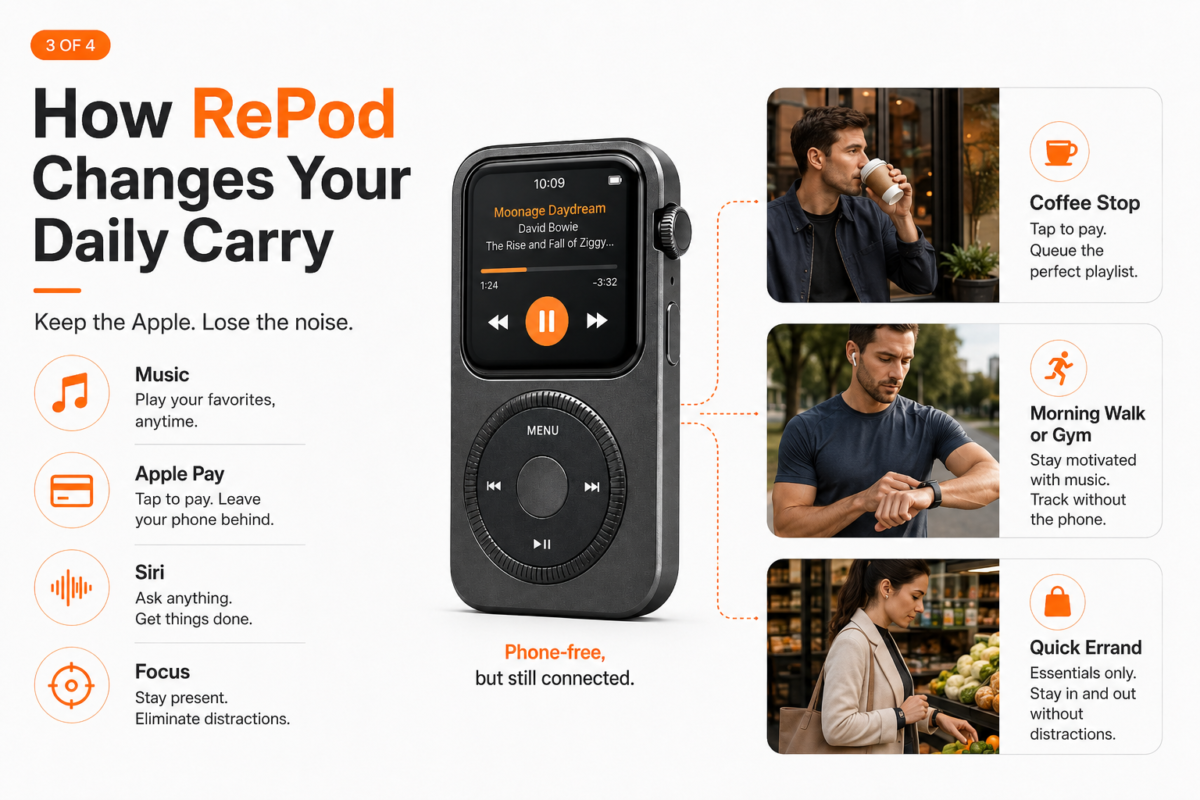 RePod Apple Watch case for Apple Pay music and phone-free errands