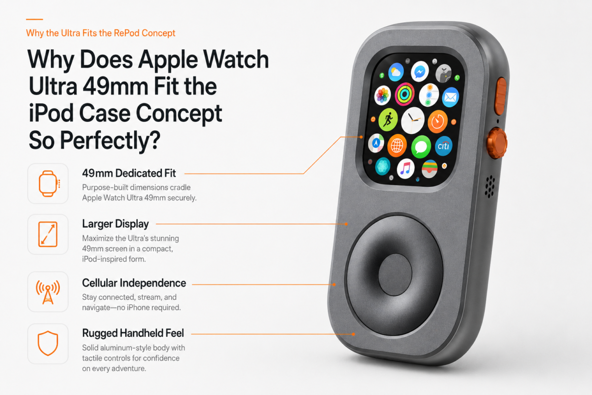 Apple Watch Ultra 49mm RePod case buyer checklist with compatibility button access charging material finish and scroll wheel feel