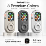 RePod U 49mm aluminum case for Apple Watch Ultra in Titanium, Titanium Black and Silver