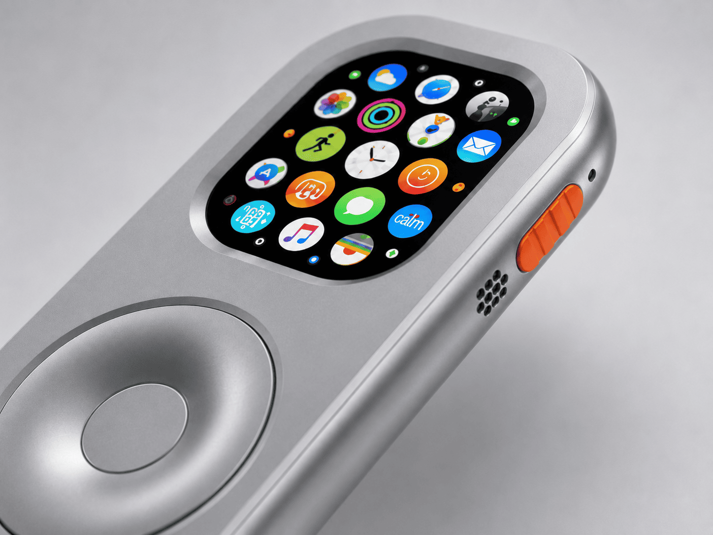 Precision mechanical scroll wheel detail on RePod metal case