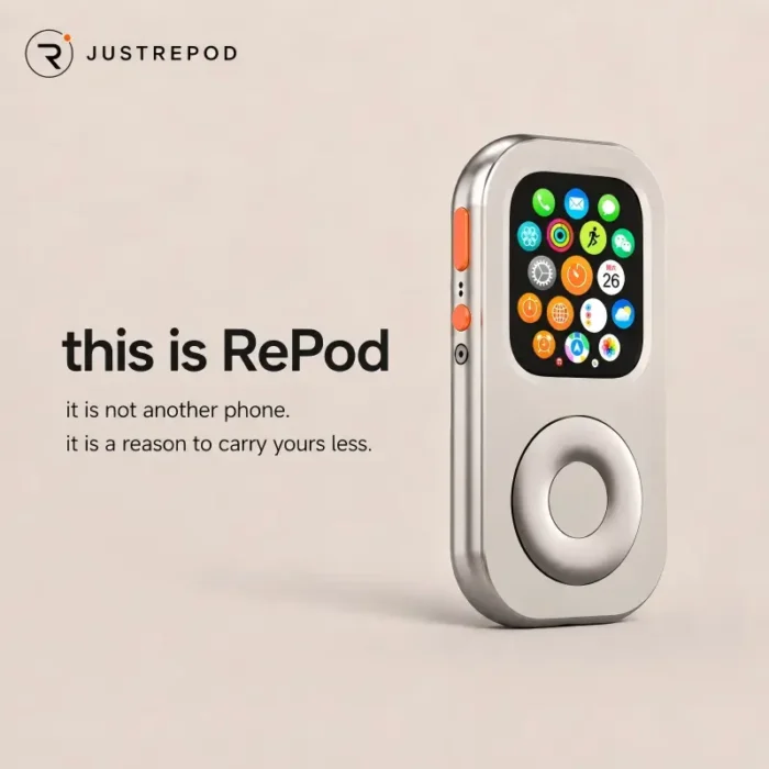 RePod C aluminum iPod-style case for Apple Watch with mechanical scroll wheel